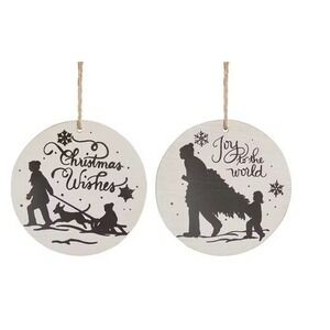 Christmas Wishes Joy to the World Wooden Ornaments rustic holiday decor